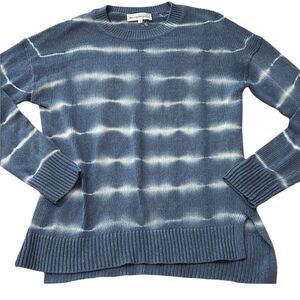 White + Warren Blue and White Tie-Dye Sweater extra small